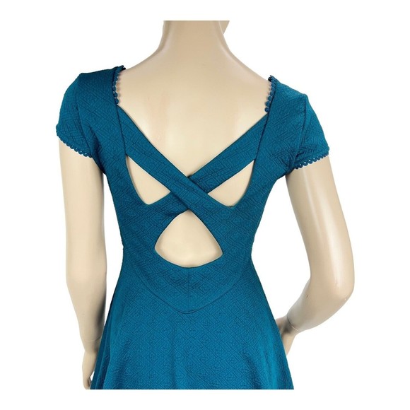 Free People Teal Fit n Flare Show Me Your Back Dress XS Above Knee - Picture 9 of 14